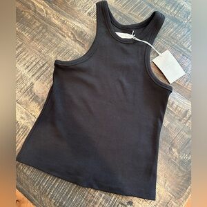 Everlane Ribbed Tank Top cut out Black Size Medium NWT muscle